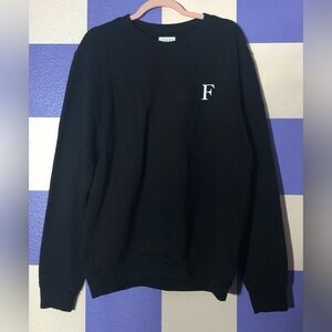 NWOT Black Heavyweight Crewneck with “F” Letter High Quality 100% Cotton